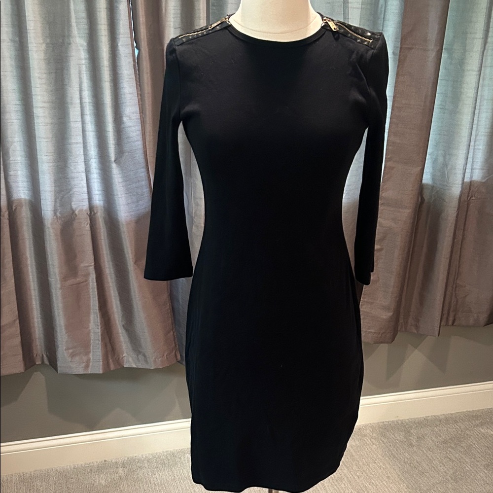 Lauren Ralph Lauren Black Long Sleeve Dress with Shoulder Zippers
